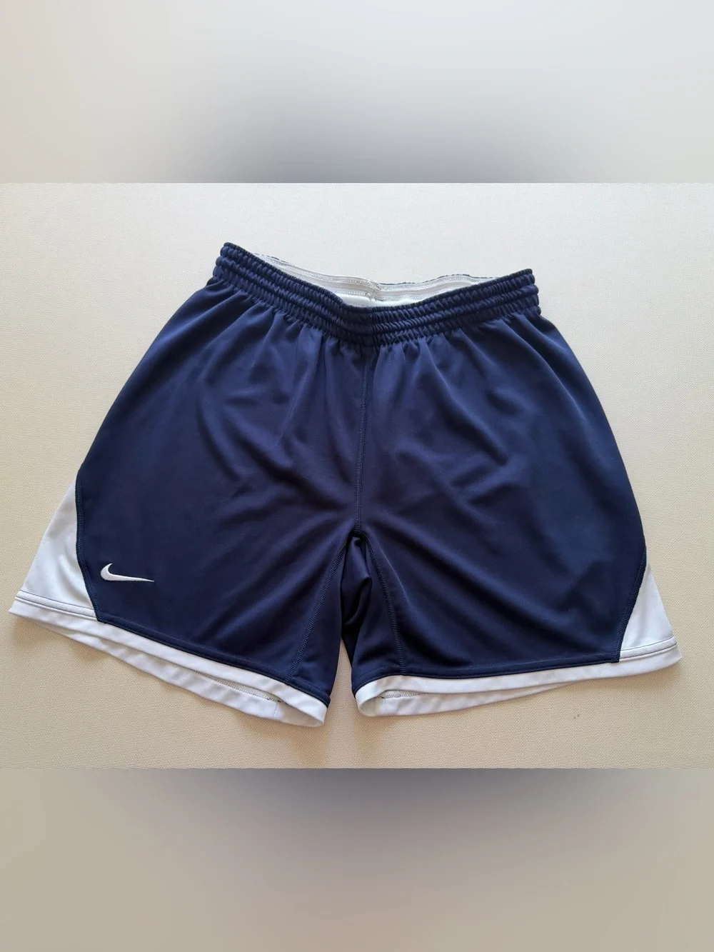Nike Dri-Fit Navy Athletic Shorts with White Accents size L